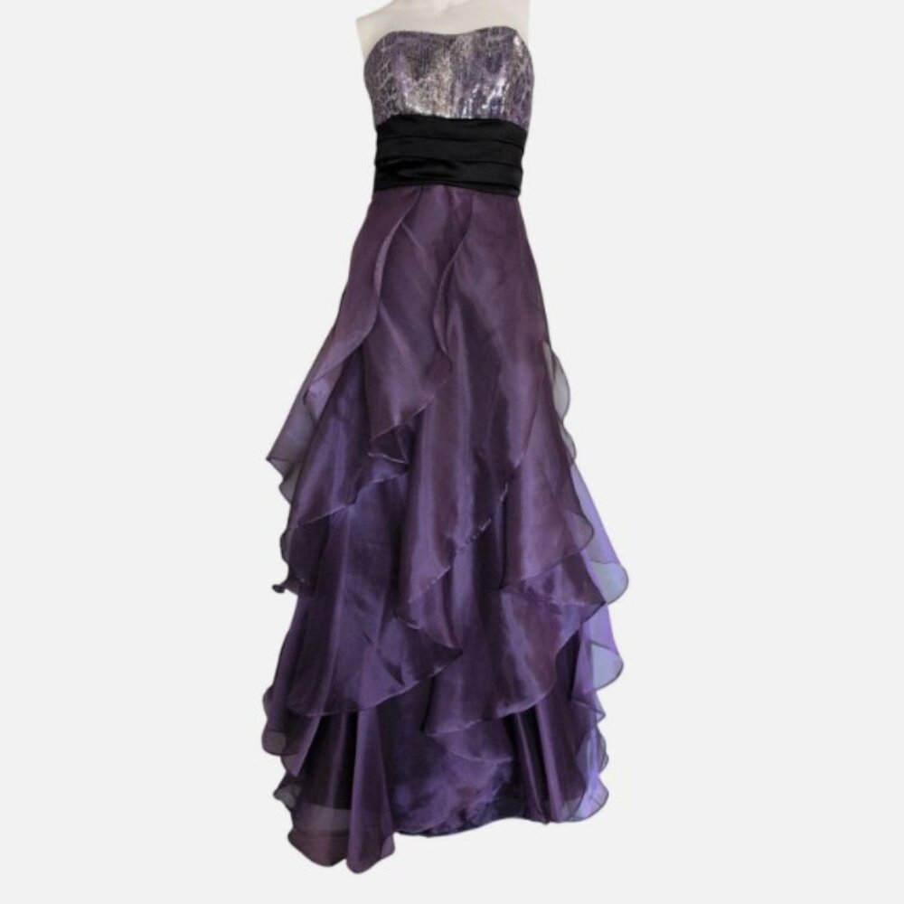 ELEGANT Strapless Sequin 2 PC Dress | 12 | Mini & Overskirt | EUC | PROM READY - Picture 2 of 12